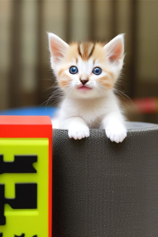 小猫在公园和小朋友玩耍